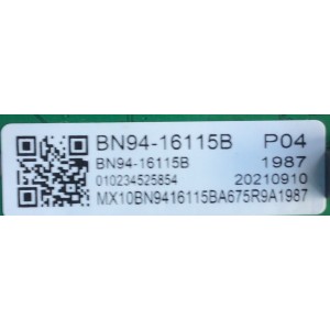 MAIN PARA TV SAMSUNG / NUMERO DE PARTE BN94-16115B / BN41-02751B-000 / BN97-17444G / BN9416115B / 20210910 / 010234525854 / PANEL CY-BT043HGCV1H / DISPLAY PT430GT01-1 VER.1.0 / MODELO UN43TU7000BXZA CH17	